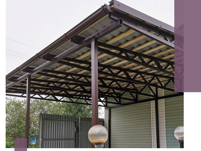 Навесы под ключ в Южном-Сахалинске: изготовление, монтаж и гарантия