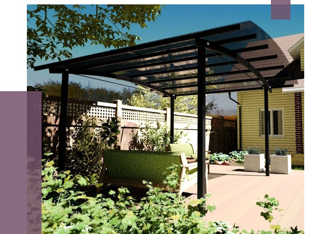 Навесы для террасы в Южном-Сахалинске от 13172 руб. под ключ | ПРОЛЁТ-Южн